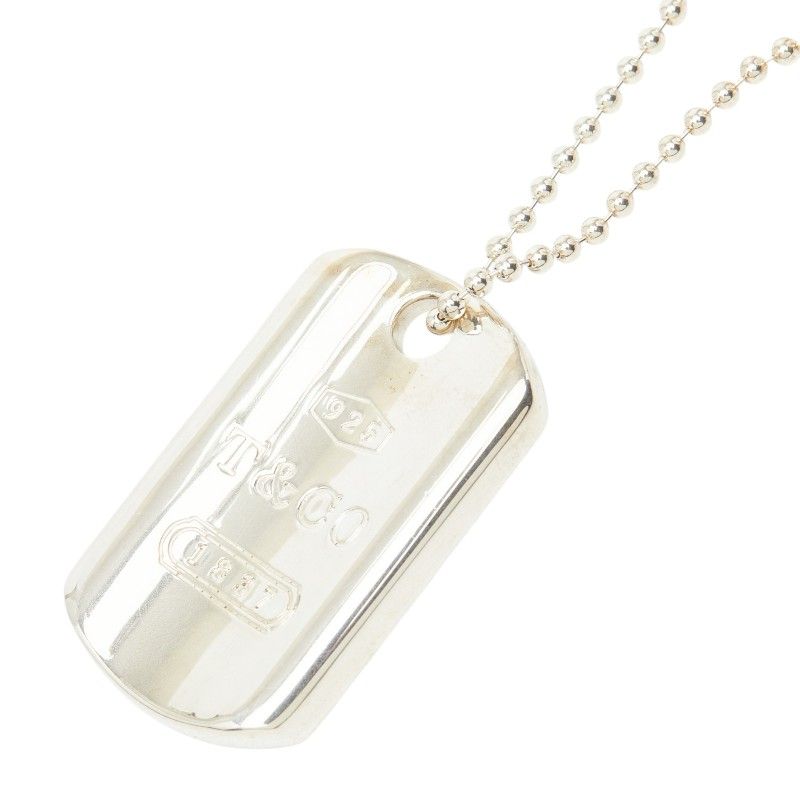 Tiffany & Co Dog Tag Plate Pendant Necklace Silver
