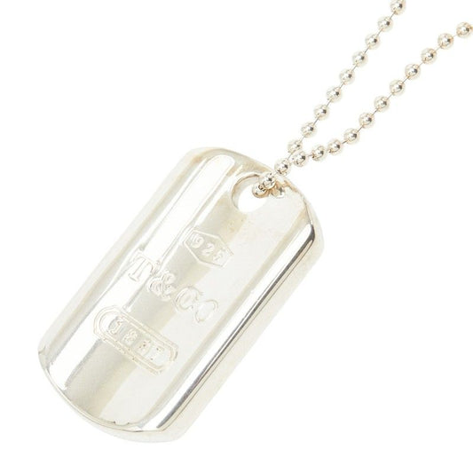 Tiffany & Co Dog Tag Plate Pendant Necklace Silver