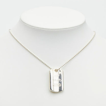 Tiffany & Co Dog Tag Plate Pendant Necklace Silver — view 7