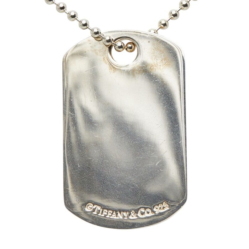 Tiffany & Co Dog Tag Plate Pendant Necklace Silver — view 4