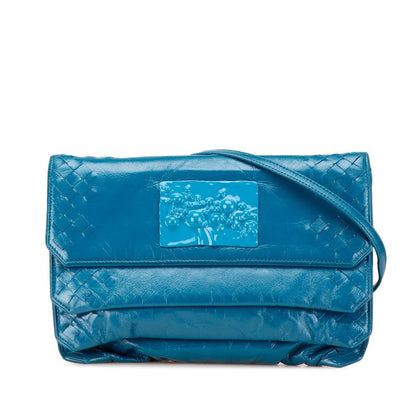 Bottega Veneta Intrecciato Crossbody Shoulder Bag Blue Leather 1