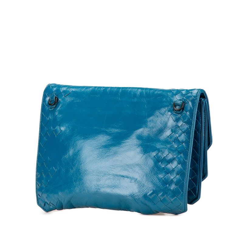 Bottega Veneta Intrecciato Crossbody Shoulder Bag Blue Leather 1 — view 2