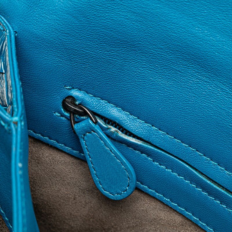 Bottega Veneta Intrecciato Crossbody Shoulder Bag Blue Leather 1 — view 9