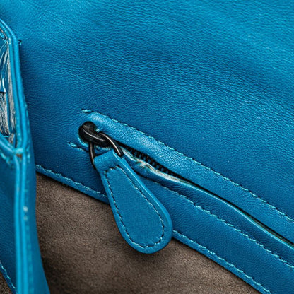 Bottega Veneta Intrecciato Crossbody Shoulder Bag Blue Leather 1 — view 9