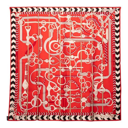 Hermes Carre 90 Panoplie Equestre Horseback Riding Equipment Set Scarf Red