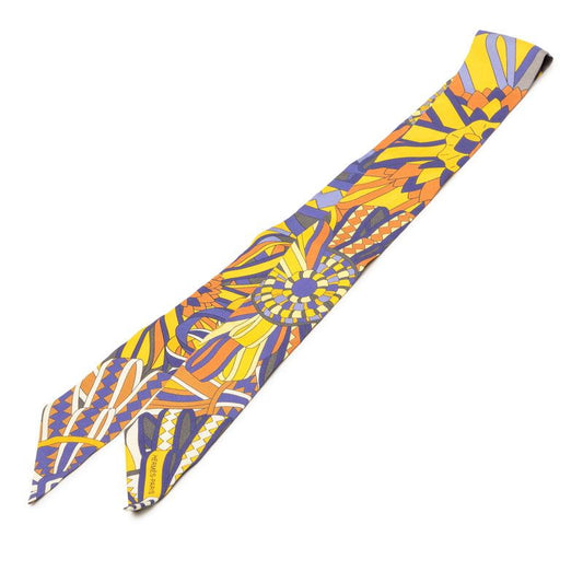 Hermes Twilly les Flots du Cheval Award for Horses Scarf Purple Yellow Orange