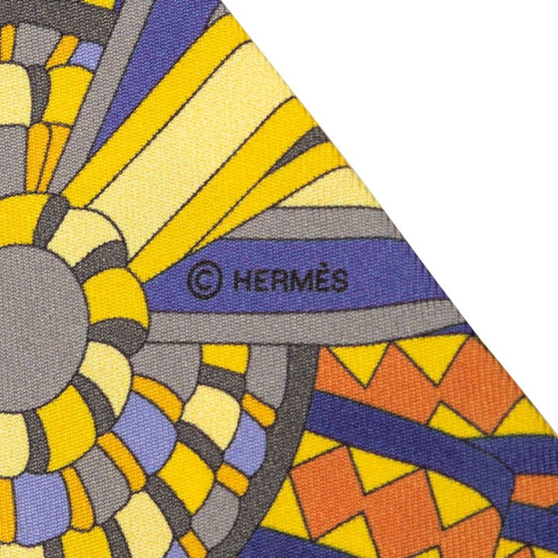 Hermes Twilly les Flots du Cheval Award for Horses Scarf Purple Yellow Orange — view 3