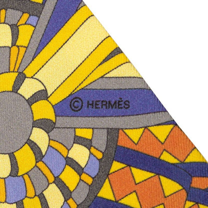 Hermes Twilly les Flots du Cheval Award for Horses Scarf Purple Yellow Orange — view 3