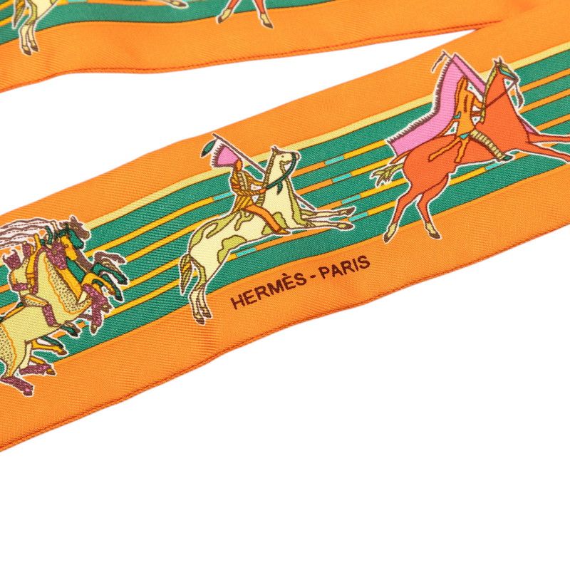Hermes Carre 90 Pani la Shar Pawnee Chief of the Scarf Orange Multicolor Silk 1 — view 2