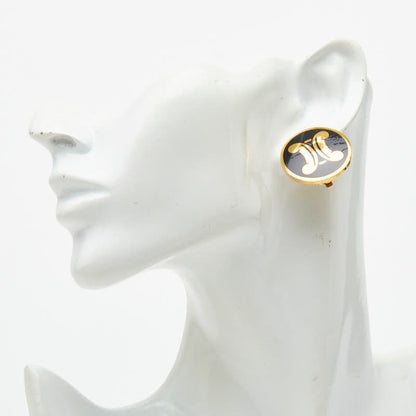 Celine Macadam Earrings Gold Black Plated Enamel 1 — view 5