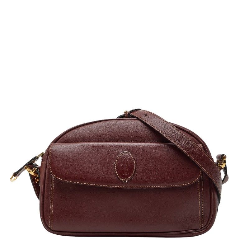 Cartier Must Line Shoulder Bag Wine Red Bordeaux Leather 1