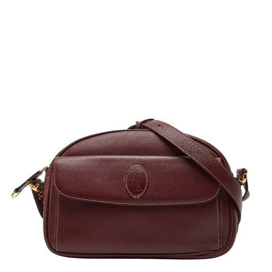 Cartier Must Line Shoulder Bag Wine Red Bordeaux Leather 1