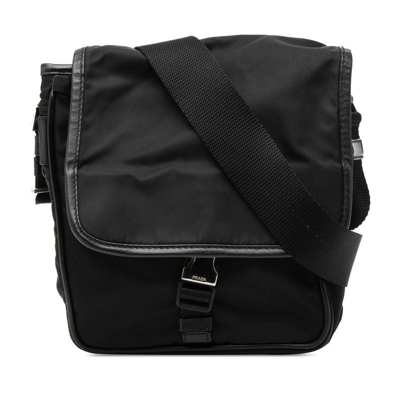 Prada Crossbody Shoulder Bag Black Nylon Leather 1