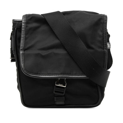 Prada Crossbody Shoulder Bag Black Nylon Leather 1