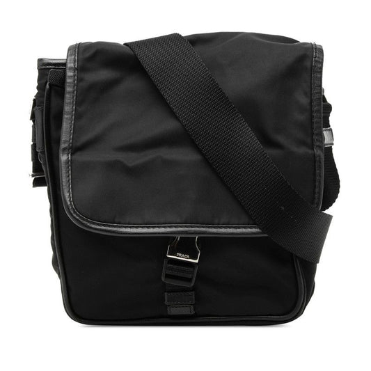 Prada Crossbody Shoulder Bag Black Nylon Leather 1