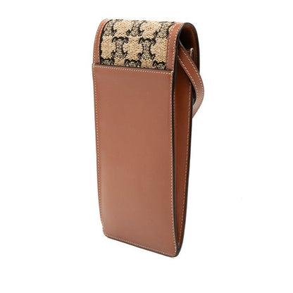 Celine Triomphe Crossbody Shoulder Bag Mobile Pouch Beige Brown Canvas Leather 1 — view 2