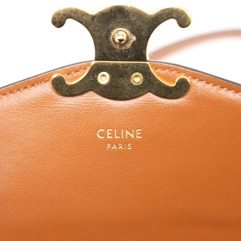Celine Triomphe Crossbody Shoulder Bag Mobile Pouch Beige Brown Canvas Leather 1 — view 5