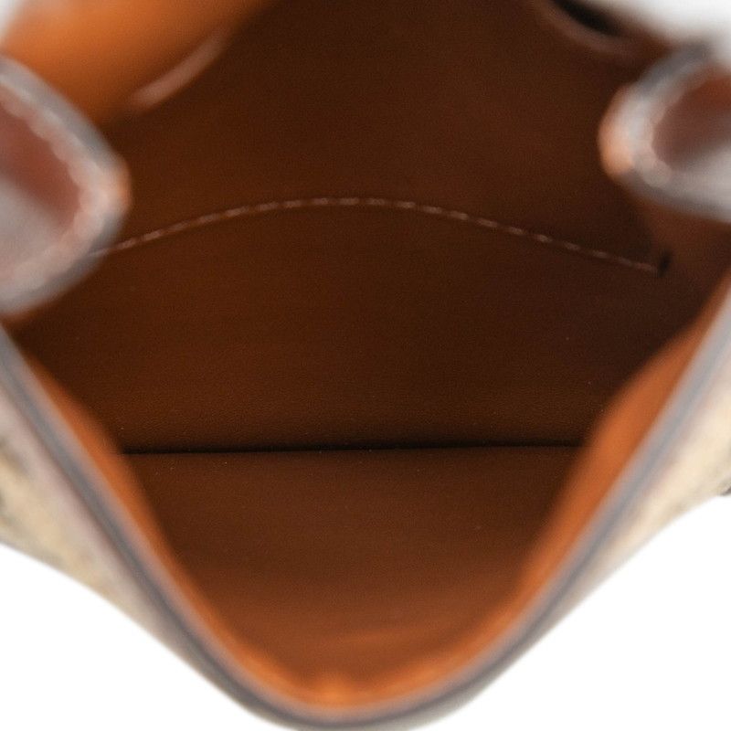 Celine Triomphe Crossbody Shoulder Bag Mobile Pouch Beige Brown Canvas Leather 1 — view 4