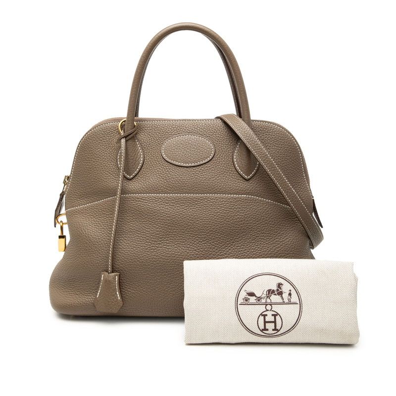 Hermes Bolide 31 2-Way Shoulder Bag Etoupe Gray Gold Taurillon Clemence 1 — view 7