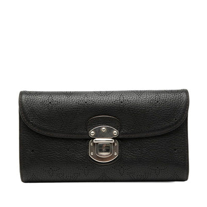 Louis Vuitton Mahina Portefeuille Amelia Bifold Wallet Black Leather