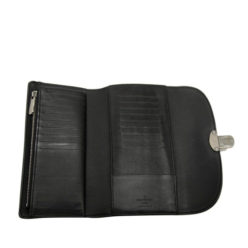 Louis Vuitton Mahina Portefeuille Amelia Bifold Wallet Black Leather — view 4