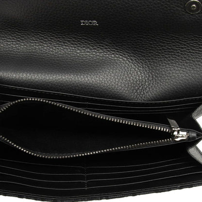Dior Oblique Saddle Wallet Black Canvas Leather — view 4