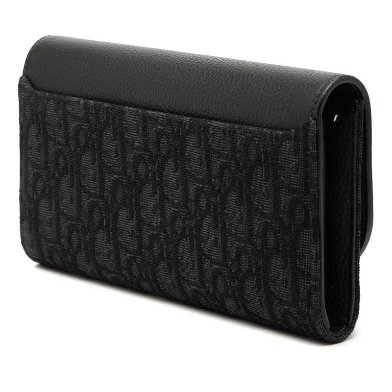 Dior Oblique Saddle Wallet Black Canvas Leather — view 2