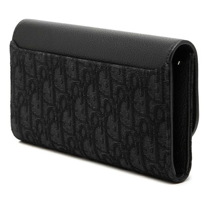 Dior Oblique Saddle Wallet Black Canvas Leather — view 2