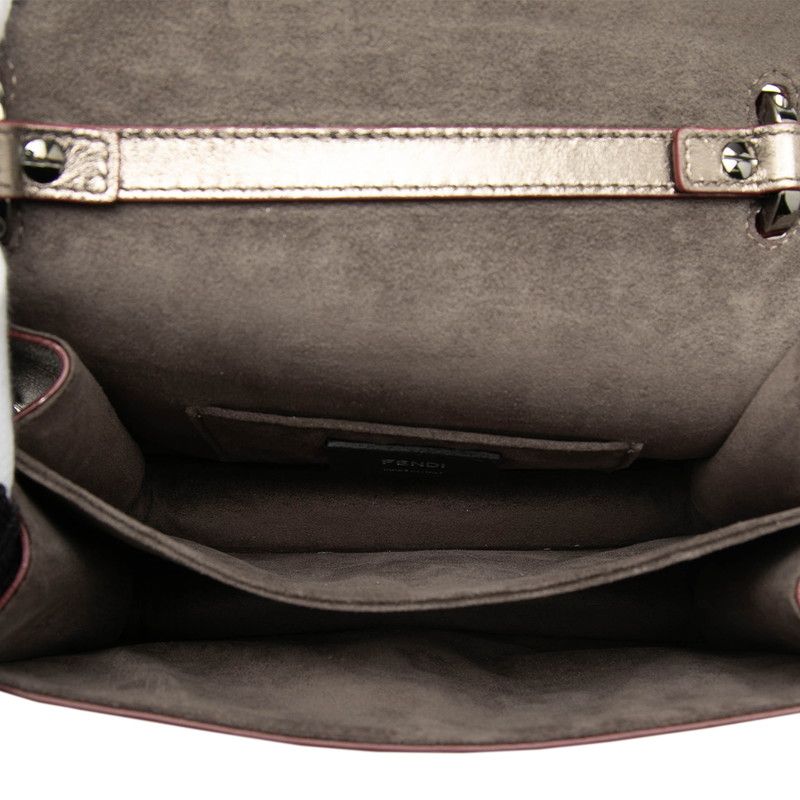 Fendi Canai Chain Shoulder Bag Silver Leather — view 4