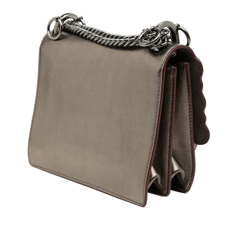 Fendi Canai Chain Shoulder Bag Silver Leather — view 2