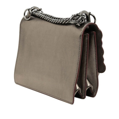 Fendi Canai Chain Shoulder Bag Silver Leather — view 2