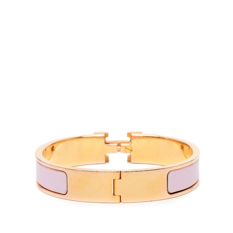 Hermes Click PM Bangle Gold Pink Plated Enamel 1- Bracelet — view 3