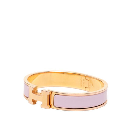 Hermes Click PM Bangle Gold Pink Plated Enamel 1- Bracelet — view 2