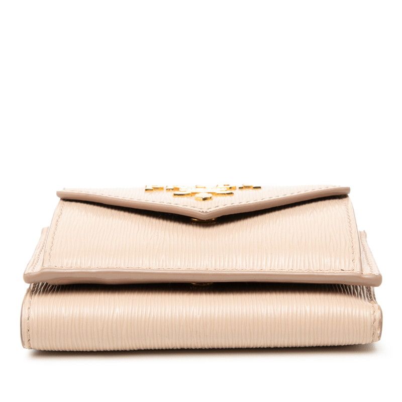 Prada Logo Compact Wallet Trifold Beige Saffiano Leather 1 — view 3