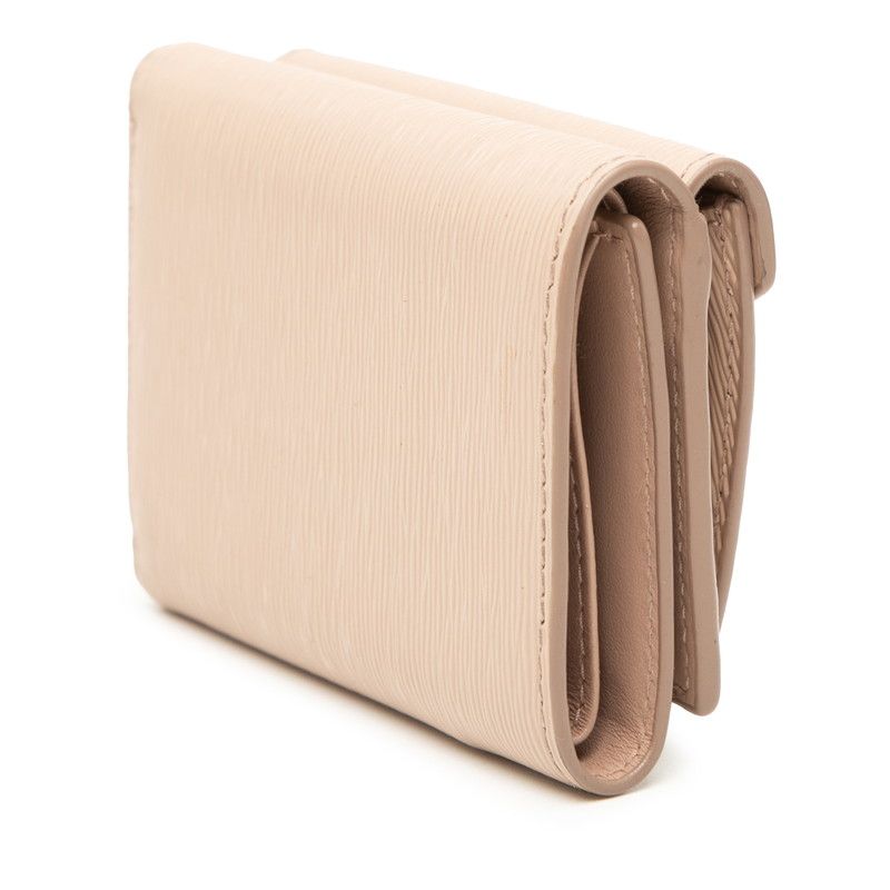 Prada Logo Compact Wallet Trifold Beige Saffiano Leather 1 — view 2