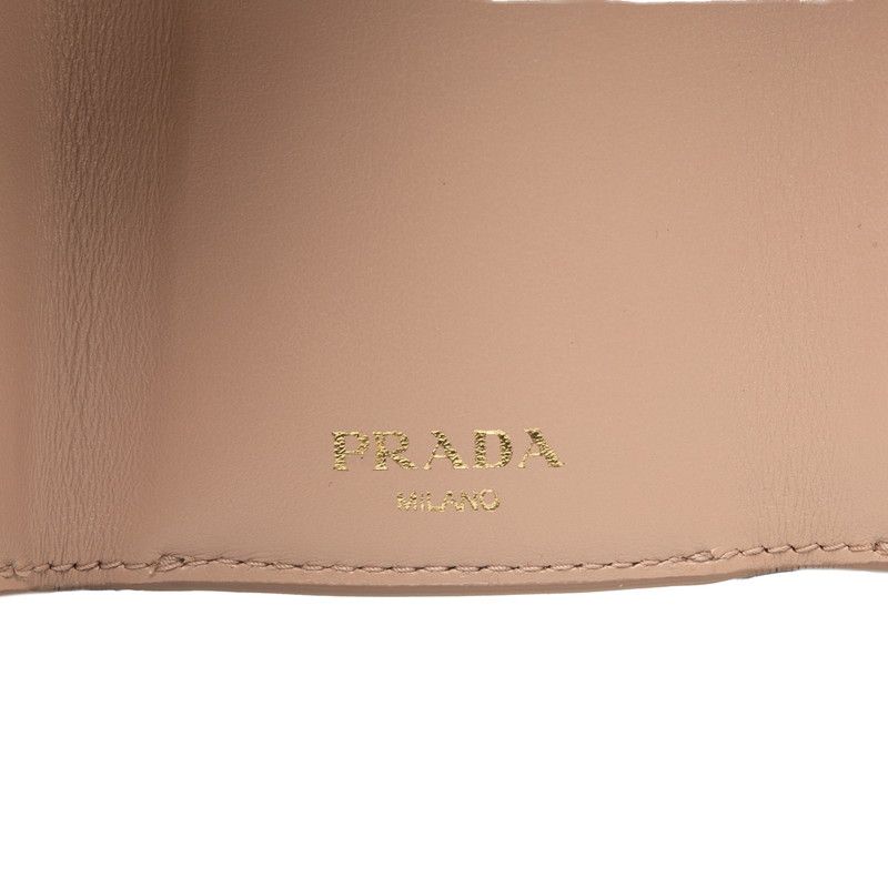 Prada Logo Compact Wallet Trifold Beige Saffiano Leather 1 — view 7