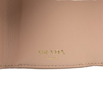 Prada Logo Compact Wallet Trifold Beige Saffiano Leather 1 — view 7