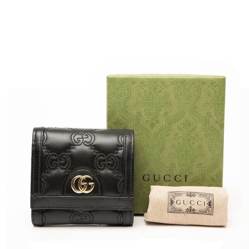 Gucci GG Matelasse Logo Bifold Wallet Black Leather 1 — view 7