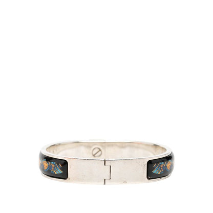 Hermes Enamel PM Location Cloisonne Bangle Silver Black Blue 1- Bracelet — view 3