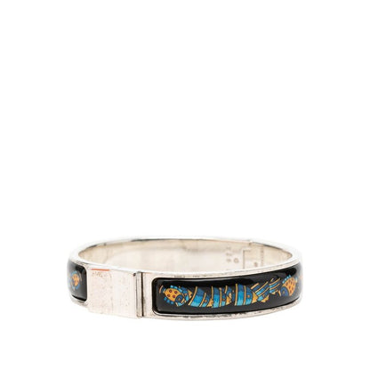 Hermes Enamel PM Location Cloisonne Bangle Silver Black Blue 1- Bracelet — view 2