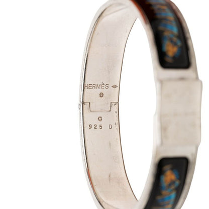 Hermes Enamel PM Location Cloisonne Bangle Silver Black Blue 1- Bracelet — view 4