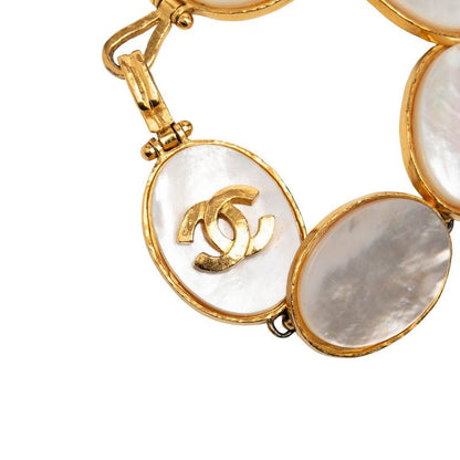 Chanel CC Logo Bangle Gold White Plated 1- Bracelet — view 4