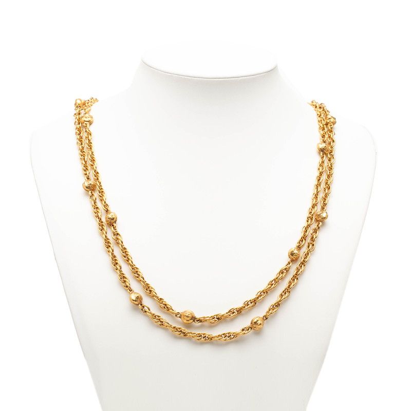 Chanel Vintage CC Logo Necklace Gold Plated 1