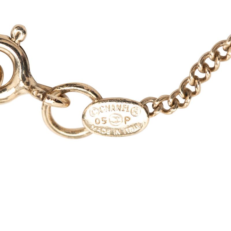Chanel Camellia CC Logo Flower Motif Necklace Gold Red Pink Plated 1 — view 5