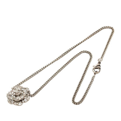 Chanel Camellia CC Logo Necklace Silver Metal Line Stone 1 — view 3