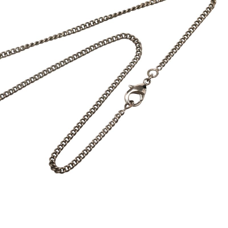 Chanel Camellia CC Logo Necklace Silver Metal Line Stone 1 — view 4