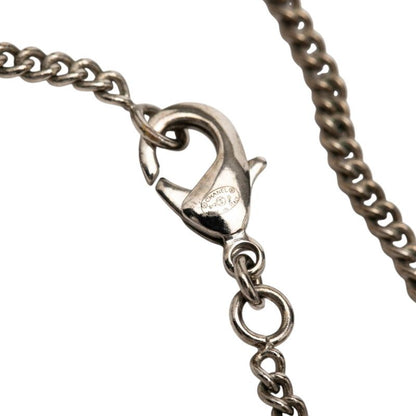 Chanel Camellia CC Logo Necklace Silver Metal Line Stone 1 — view 5