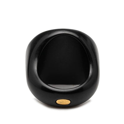 Chanel CC Logo Flower Motif Ring Black Plastic — view 3
