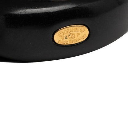 Chanel CC Logo Flower Motif Ring Black Plastic — view 4