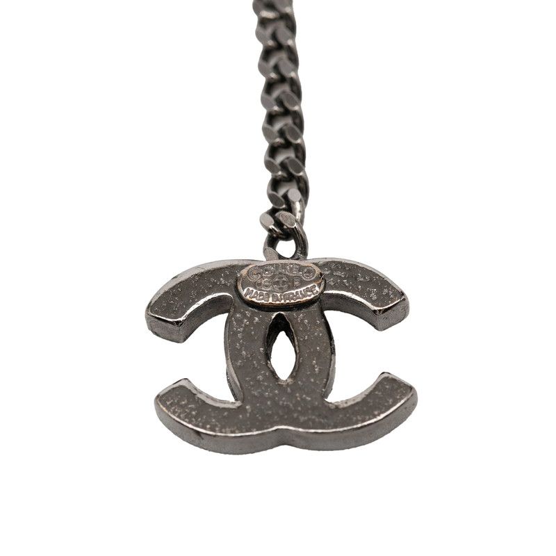Chanel CC Logo Earrings Silver Yellow Metal Line Stone 1 — view 3